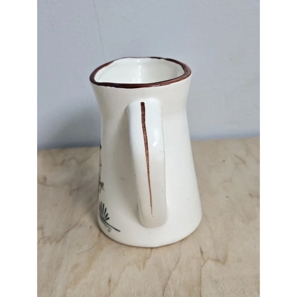 Vintage Penn Dutch Farmer Creamer Pitcher 1950s Hand Painted Pottery 4